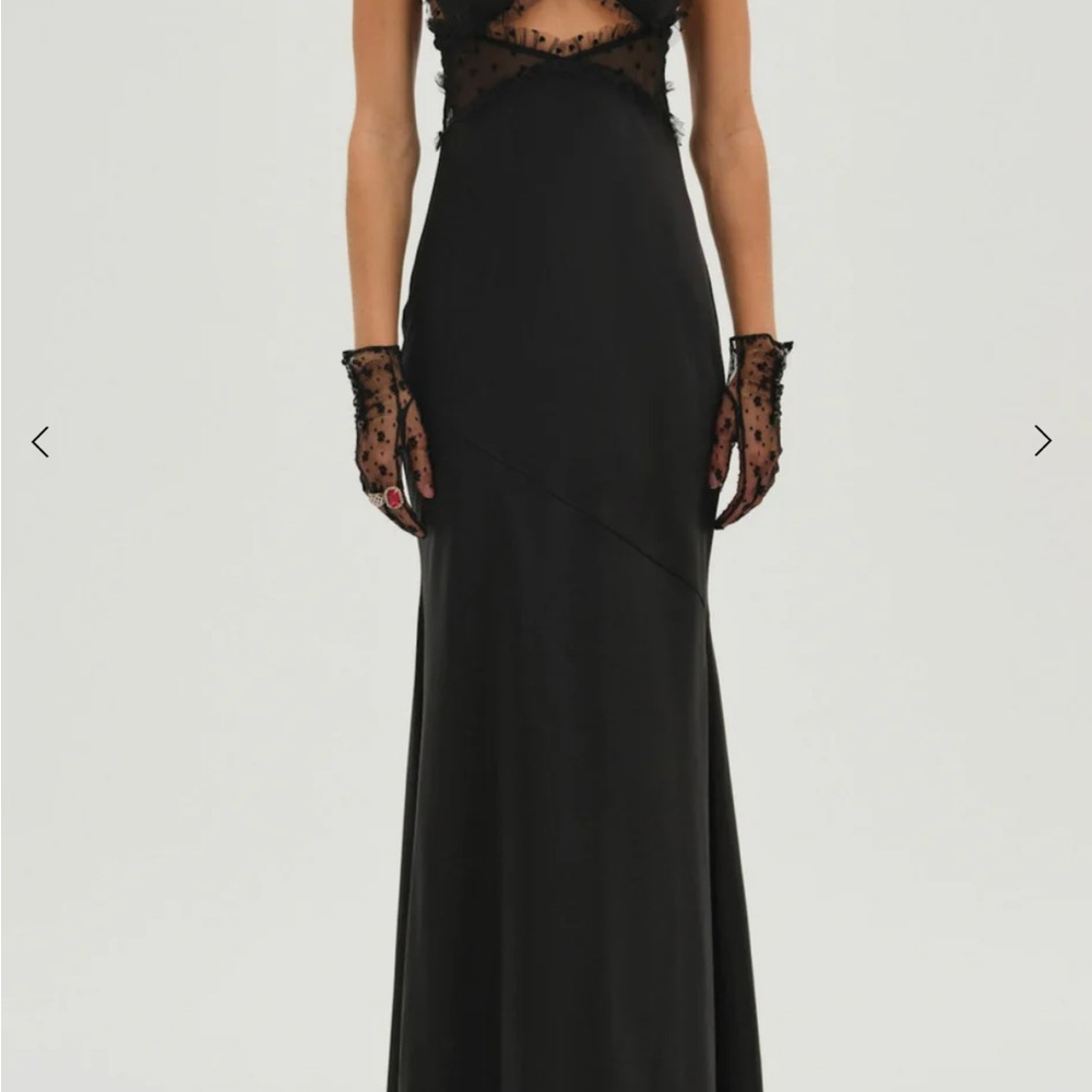 For Love And Lemons Black Plunge Backless Gown
